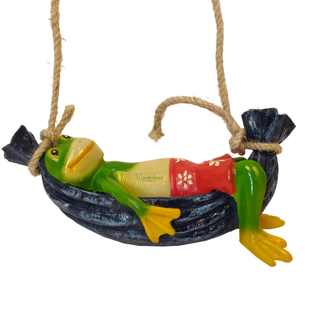 Wonderland Frog on hammock hanging statue | Home & Garden Decor by Wonderland | Kids room, Garden ornamnets, Gifting | Hanging Decoration | Material Resin | Size 8 Inches