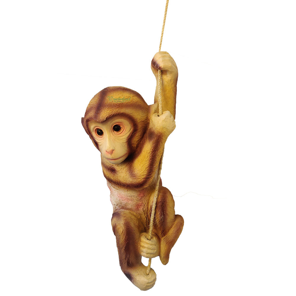 Wonderland Hanging Resin Monkey for garden (rope included) | hanging monkey statue for home decor | garden decoration items | Material Resin | Size 16 Inches