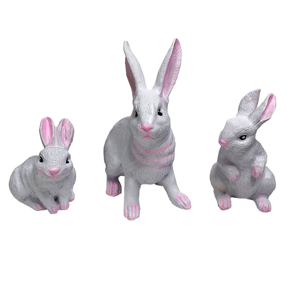 Set of 3 Resin Rabbits (Garden Statue, Garden Decor, Resin Outdoor Balcony)