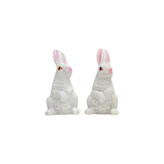 Plastic 2 Pc/Set Bunny Set Garden/Bonsai Miniature for Landscape Decoration, Plants Showpiece (Tray Gardening, Miniature Toys, Multicolour)