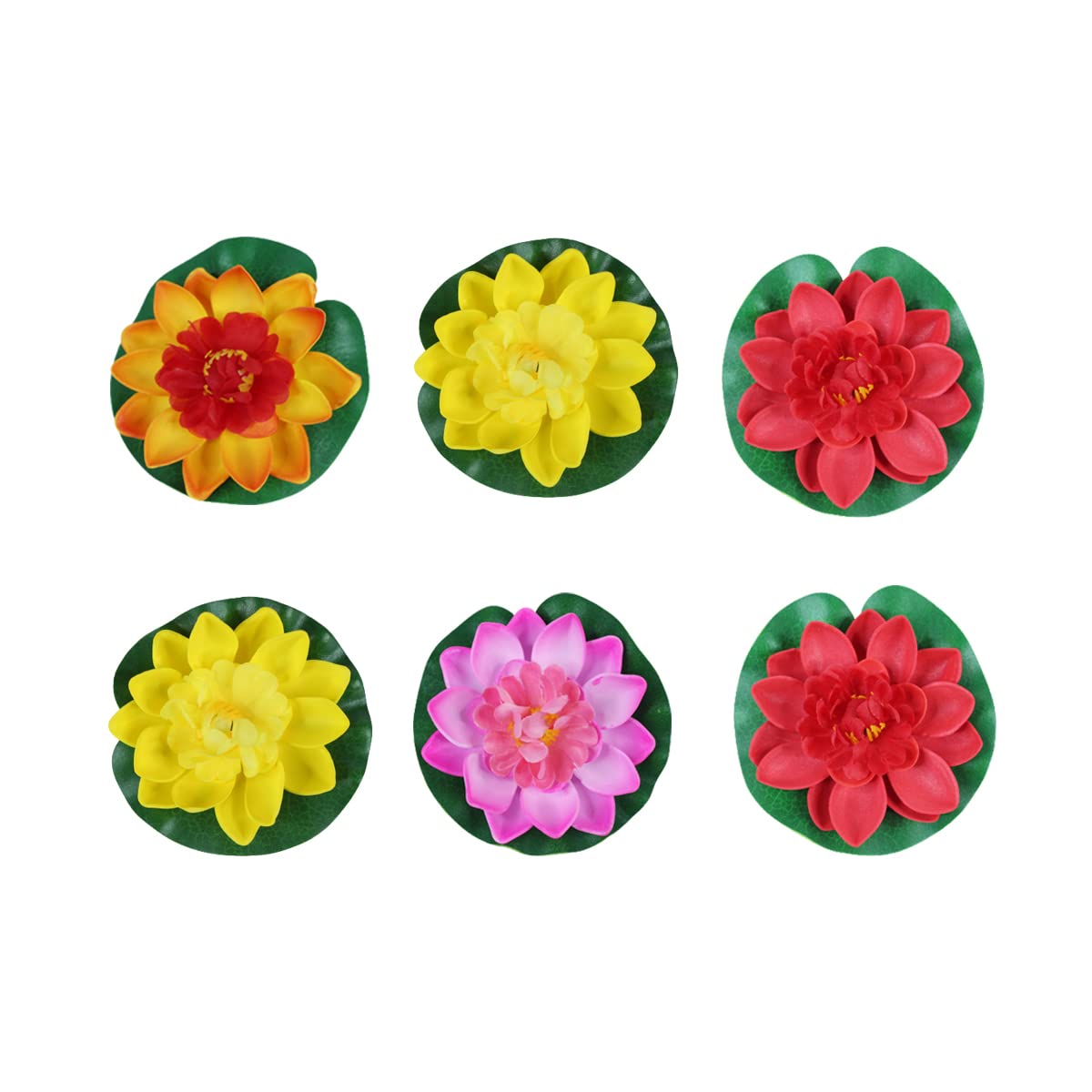 Set of 6 Multicolour artificial Floating Lotus in water