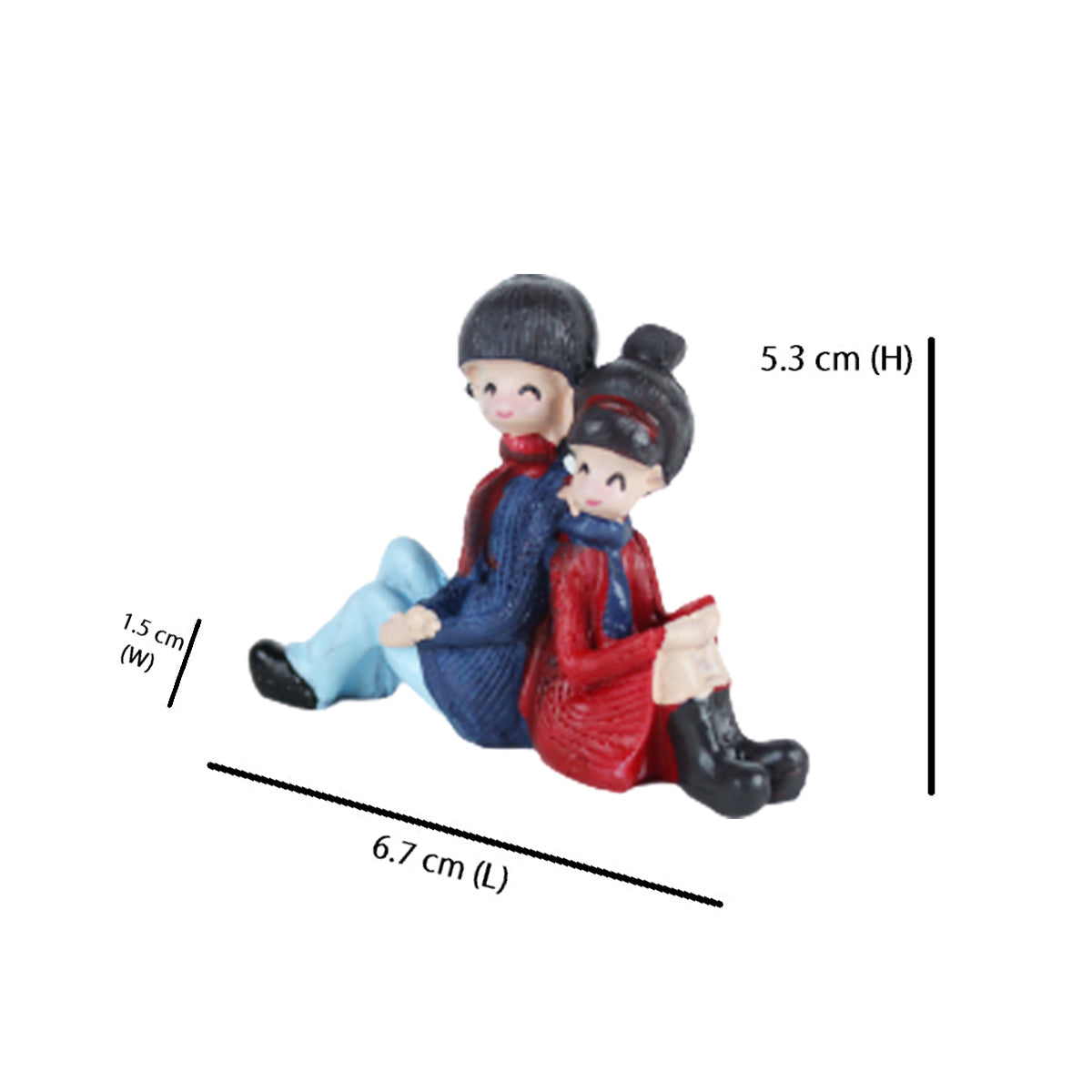 Miniature Toys : (Set of 2) Couple Sitting with Back for Fairy Garden Accessories