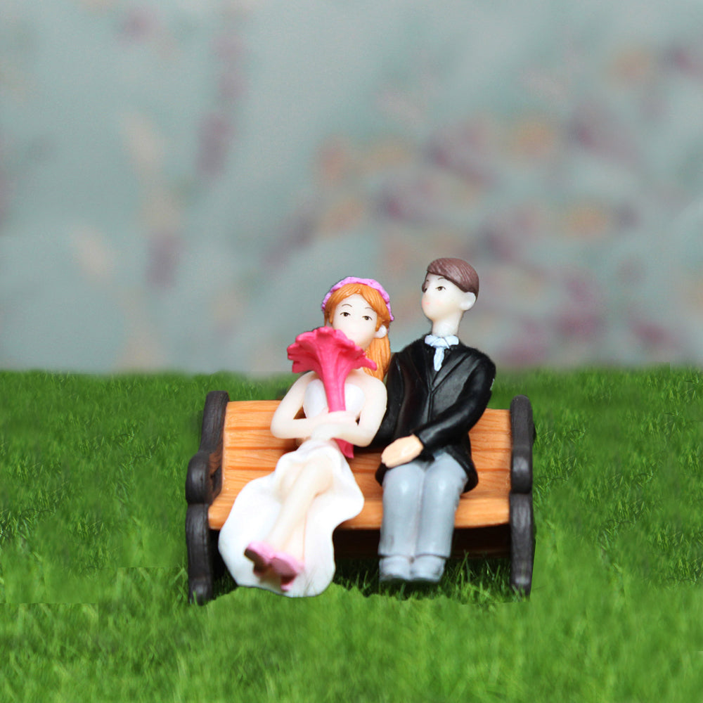 Miniature Toys : (Set of 2) Bride Groom on Bench for Fairy Garden Accessories