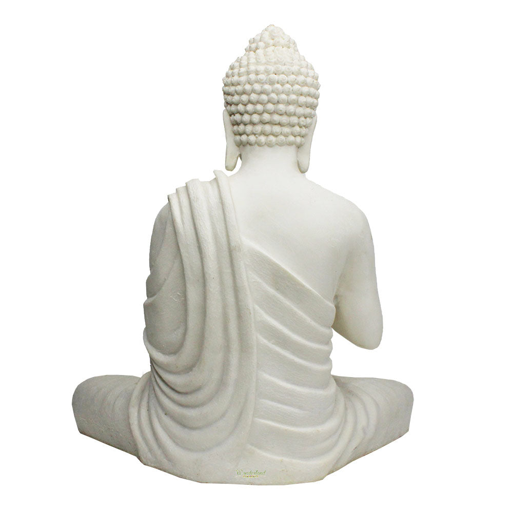 14 Inch Buddha Statue for Home and Garden Decoration (White)