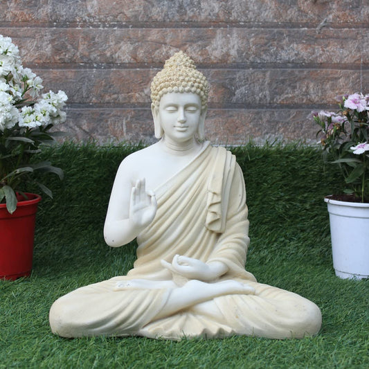 Wonderland Home Decor Resin 14'' Off White Buddha |Aashirwad|