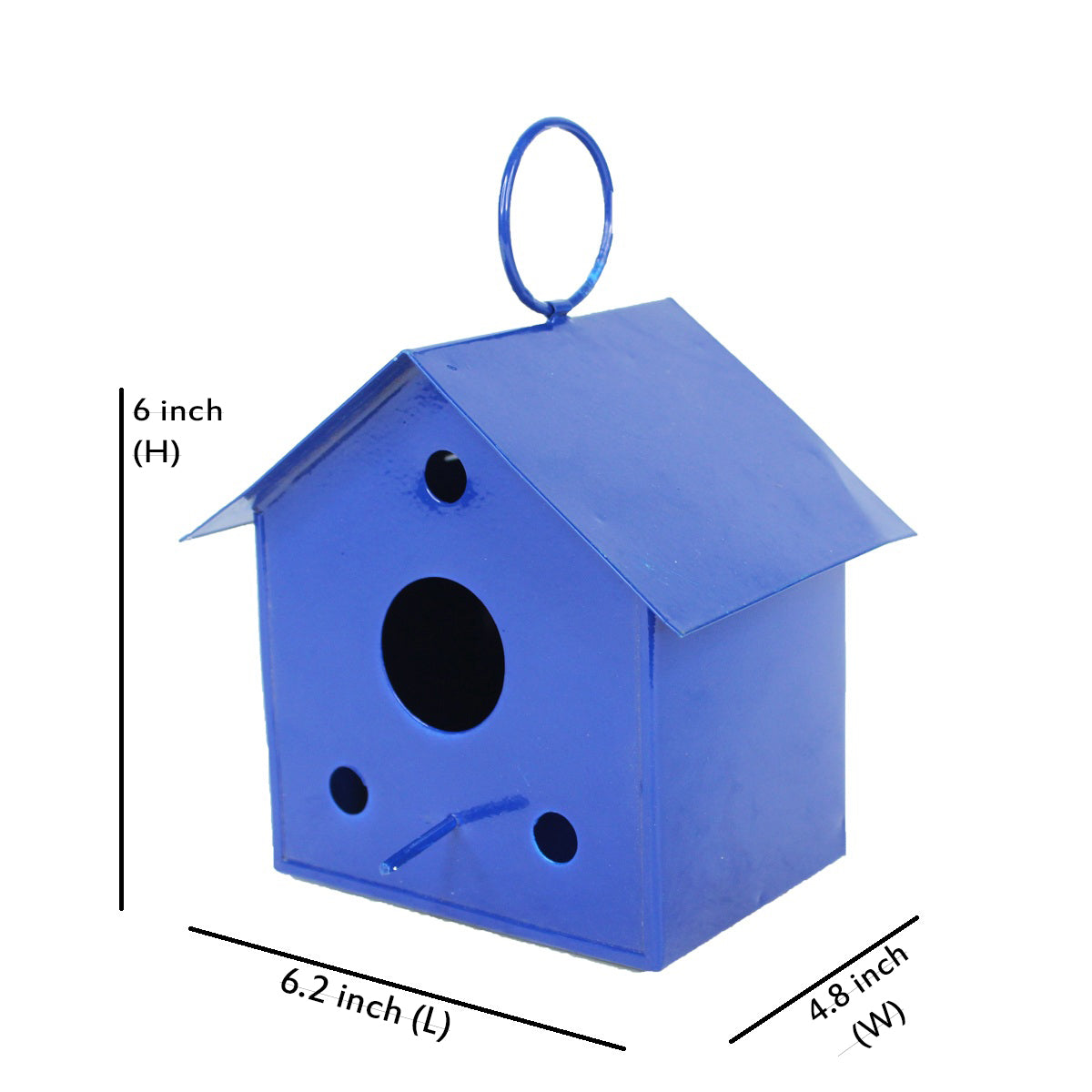 Hanging Metal Bird House for Garden Decoration (Blue)