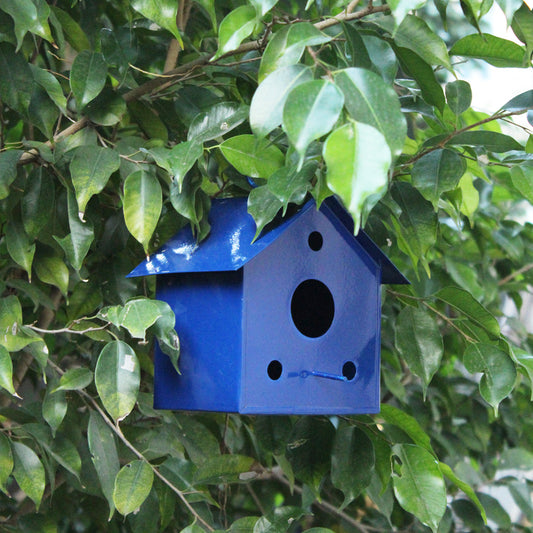 Hanging Metal Bird House for Garden Decoration (Blue)