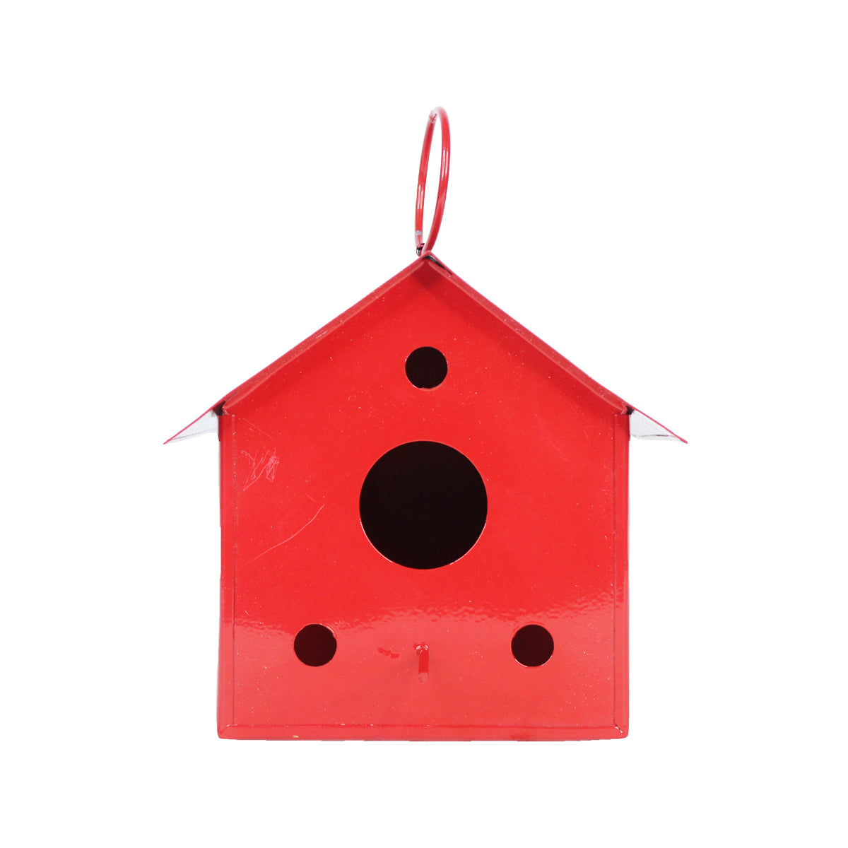 Hanging Metal Bird House for Garden Decoration (Red)