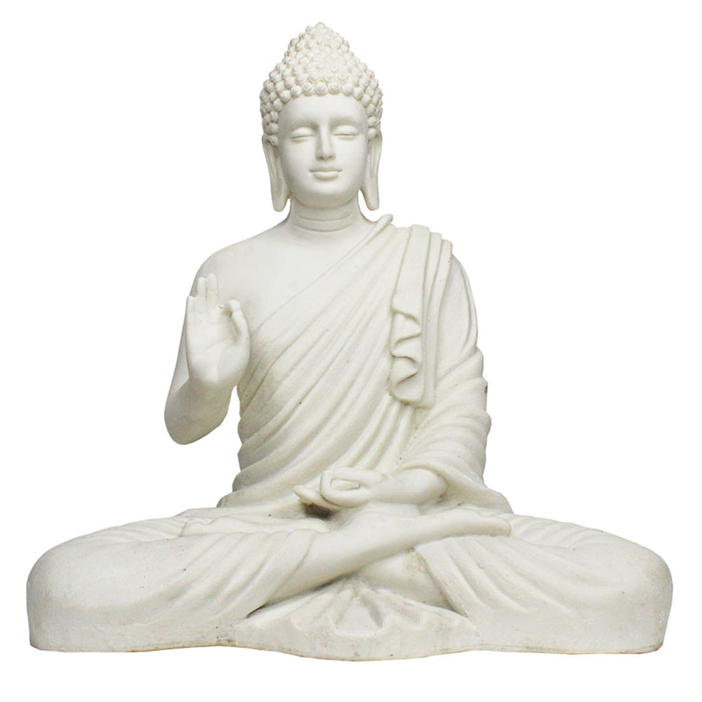 14 Inch Buddha Statue for Home and Garden Decoration (White)