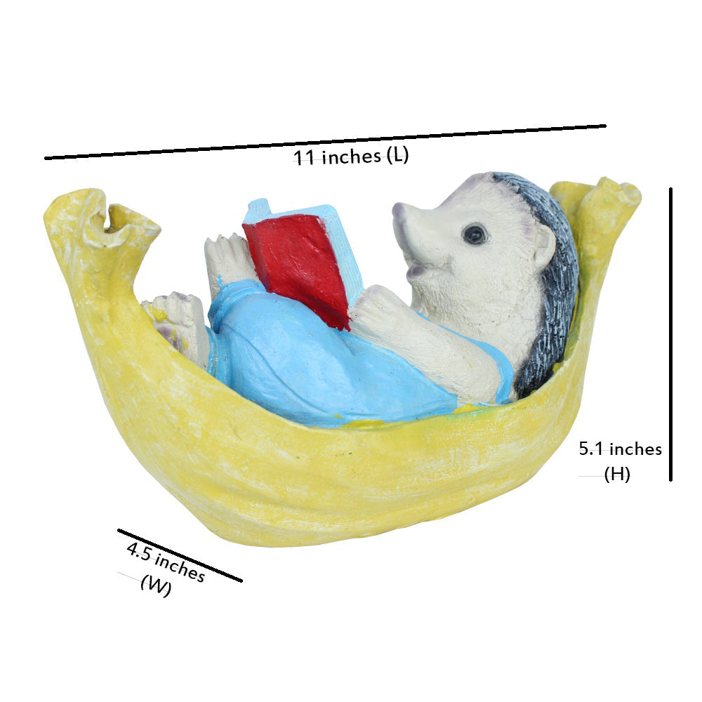 Hedgehog on Hammock for Garden Decoration (Yellow)