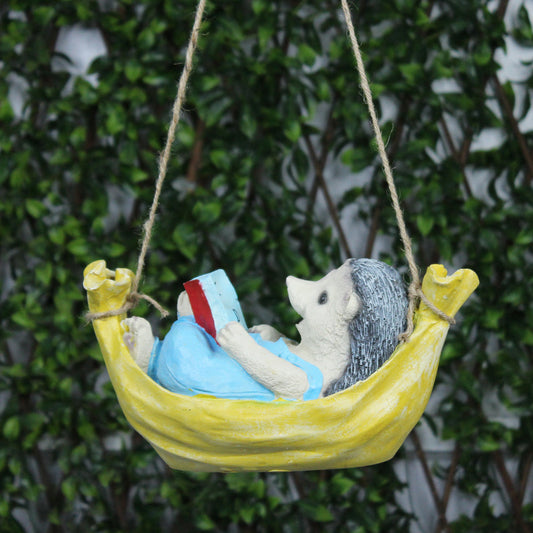 Hedgehog on Hammock for Garden Decoration (Yellow)