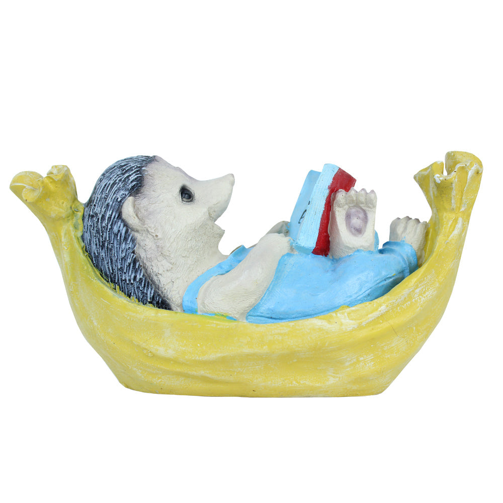 Hedgehog on Hammock for Garden Decoration (Yellow)