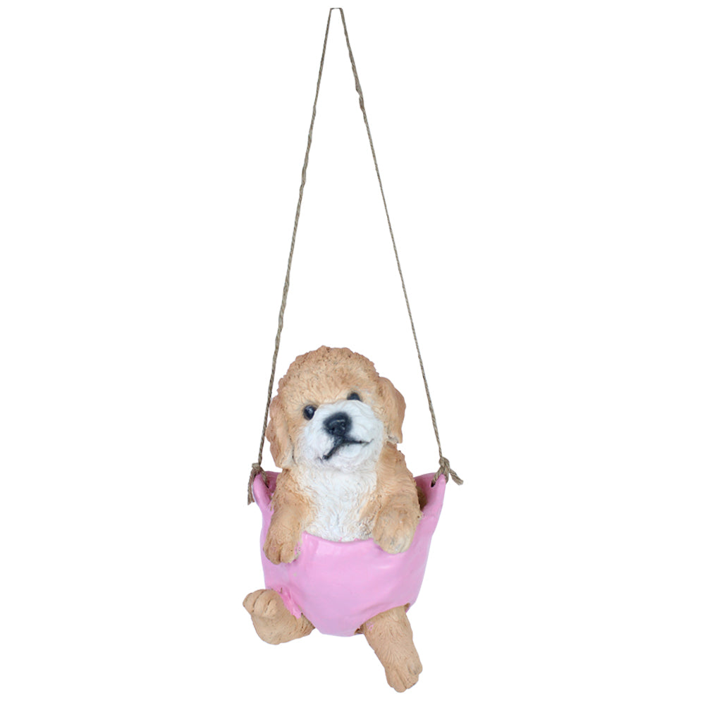 Puppy on swing for Balcony and Garden Decoration (Pink)