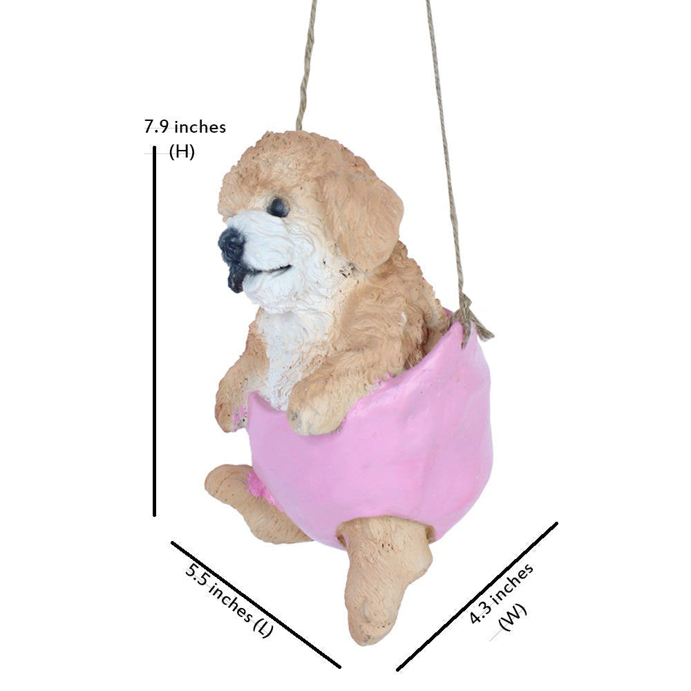 Puppy on swing for Balcony and Garden Decoration (Pink)