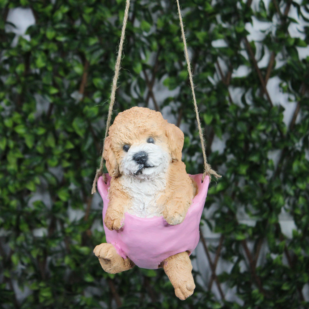 Puppy on swing for Balcony and Garden Decoration (Pink)