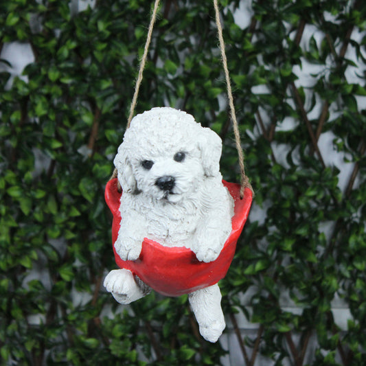 Puppy on swing for Balcony and Garden Decoration (Red)